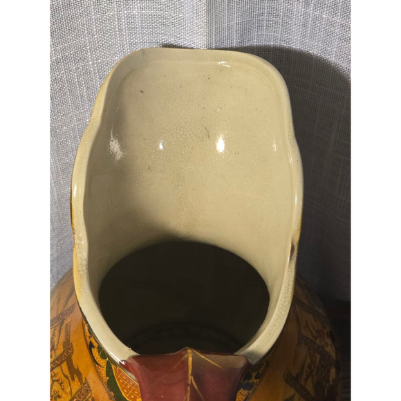 Satsuma Pitcher Vase Orange‎ Brown Vintage - Picture 6 of 13